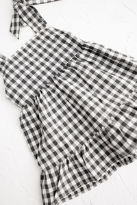 Gaun tanpa lengan anak perempuan katun 100% kustom gaun bertali bahu hitam genggang Crimson anak-anak - Product Image 5