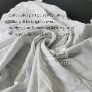 100 % baumwolle reiner weißer abfall geschnitten stücke industrielle baumwolle weiß wischen lappen t-shirt gestrickte lappen