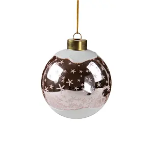 Warm Wit Led Licht Met Lasergravure Ster Roze Glazen Bal Kerstdecoratie Milieuvriendelijk