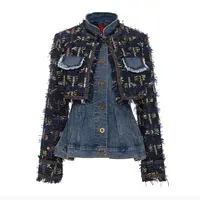 Frühling Damen bekleidung Top Amazon Damen Tops Neueste Design Frau Jeans jacke Luxus Blue Jean Jacke für Frauen