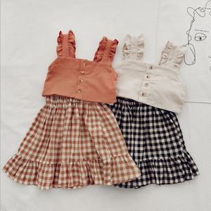 Conjunto de Ropa de Verano para Niñas de 3 a 8 Años, Top Corto y Falda a Cuadros - Product Image 2