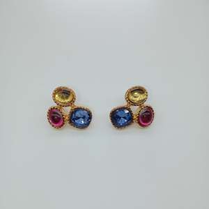 Fashion <b>Stud</b> <b>Earrings</b> 316L Stainless Steel PVD Gold Plating Multi Color Gemstone Women's Jewelry - Product Image 1