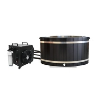 Bain froid ovale d'été en bois de cèdre rouge avec revêtement en acier inoxydable, refroidisseur WiFi 1HP à refroidissement rapide pour l'extérieur
