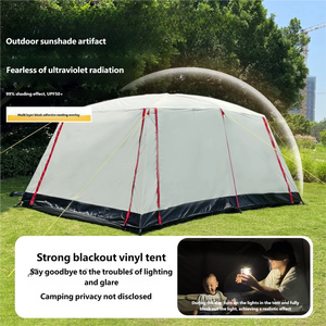 Tente de camping Gofun pour 10 personnes, en tissu Oxford noir, double couche, quatre saisons, deux chambres, trois vestibules, grande taille - Product Image 4