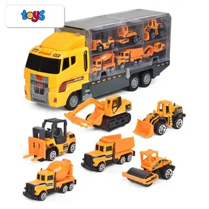 גדול משאית צעצועי עם 6pcs קטן למות יצוק הנדסת מכוניות בניית משאית רכב Carrier רכב צעצוע סט פעוט צעצועים