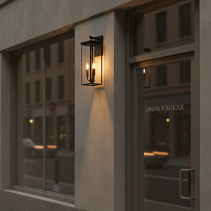 Lanterne murale extérieure noire de 23 pouces, 3 lumières, style bougie E12, moderne, résistante à la rouille, applique murale extérieure - Product Image 5