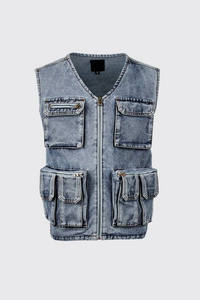 <span class=keywords><strong>Gilet</strong></span> <span class=keywords><strong>sans</strong></span> manches veste hommes vente en gros Multipocket Streetwear mode hommes utilitaire Denim <span class=keywords><strong>gilet</strong></span> - Product Image 2