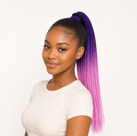 Queue de cheval tressée synthétique ombrée de 24 pouces en fibre haute température avec élastique pour femmes et salons de coiffure - Vente en gros