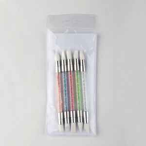 Lot de 5 pinceaux à ongles en silicone avec manche en strass, pointe en caoutchouc pour la peinture, pour la manucure, avec sac en PVC - Product Image 6