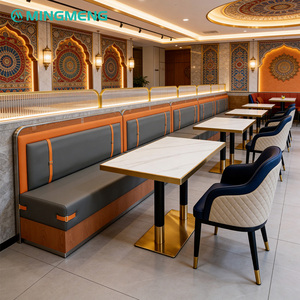 Ensemble de tables et chaises de restaurant, design industriel, bois + cuir, banquette rétro pour café et hôtel - Product Image 4
