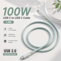 Cable de Carga USB C de Nailon de 1.2M, 100W PD 5A, Carga Rápida, Tipo C a Tipo C, Cable de Datos USB 2.0, Servicio Personalizado OEM ODM