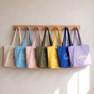 Bolsa de Mano Grande de Algodón para Mujer, Personalizada, de Lona Premium, con Bolsillo Interior, Logotipo y Nombre Personalizados - Product Image 1