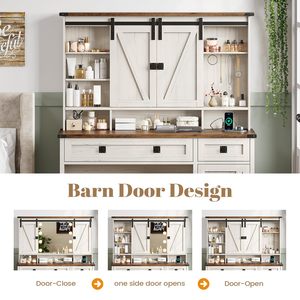 SENYU Coiffeuse design rustique en panneaux de bois avec éclairage LED, tiroirs et miroir, pour appartement et chambre, avec fonction de charge S - Product Image 4
