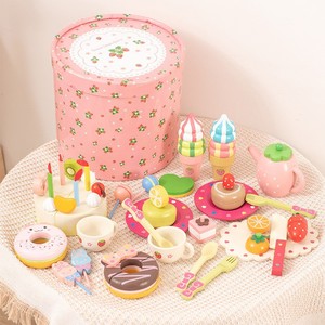 Bois éducation Puzzle pâtisserie jouets ensemble lapin gâteau ensemble simulé après-midi thé enfants jouant maison en bois gâteau jouets - Product Image 2