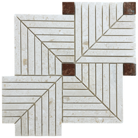 Mosaïque de marbre beige en forme de puzzle, pierre naturelle Moonlight, forme irrégulière, 10 mm, Chine, pour salle de bain, carrelage artistique, douche, hôtel, hall, chambre