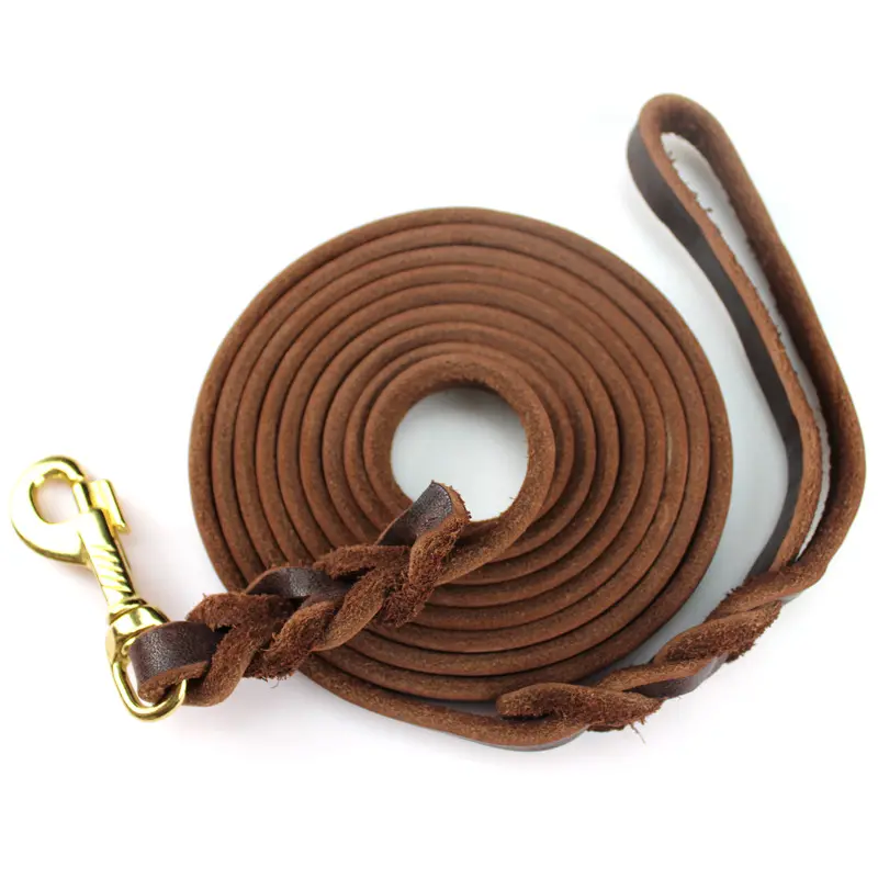 Double Cowhide Traction Rope Dog Oil Leather German Shepherd Greyhound Dog Chain Pet Leather Leash