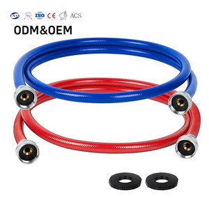 Tuyaux universels anti-éclatement pour machine à laver, eau chaude et froide, lot de 2, en caoutchouc, avec raccords filetés de 3/4 pouces - Product Image 1