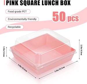 Hộp đựng thức ăn bằng giấy màu hồng vuông hộp bánh có Nắp đậy hộp đựng bánh quy hộp bánh cho tất cả các loại đồ ăn nhẹ - Product Image 2
