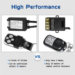 Interrupteur de commande sans fil avec émetteur-récepteur de puissance, <span class=keywords><strong>9</strong></span> 16 volts, longue portée, 98 pieds, marche/arrêt, 6 modes stroboscopiques, faisceau pour éclairage de voiture - Product Image 4