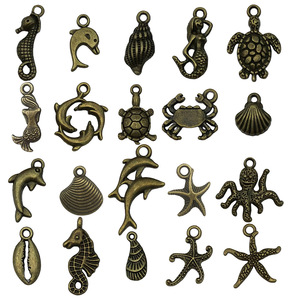 Colgante Antiguo de Aleación de Zinc con Diseño de Sirena y Delfín para Accesorios de Joyería DIY, Fornituras de Tortuga, Estrella de Mar, Caballito de Mar y Concha - Product Image 5