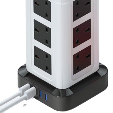 Power Strip Tower With 12 Outlets,  4 USB Ports, 6 FT Extension Cord, Multi Plug  for Multiple Desktop Charging Station f