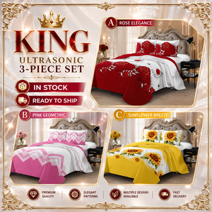 Juego de Ropa de Cama Ultrasónica de Lujo de 3 Piezas, Tamaño King, con Estampado, Disponible en Stock, Venta al Por Mayor - Product Image 1