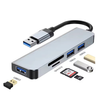USB Tipe C 3.0 Hub aluminium 5-in-1 pemisah Hub Data pembaca kartu SD/TF untuk MacBook PC Laptop LANGSUNG Amerika