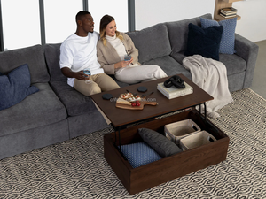 Tavolino Trasformabile di Lusso Moderno in Legno di <span class=keywords><strong>Noce</strong></span> Pieghevole con Vano Contenitore per Soggiorno - Product Image 5
