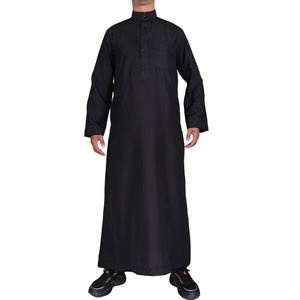 Qamis traditionnel musulman pour homme, style Qatar, manches longues, tailles 52-62, boutonnage central - Product Image 5