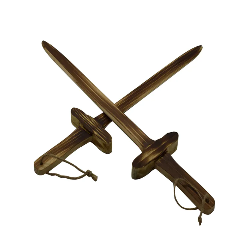 子供のための屋外遊び中世の剣子供のための炭化剣カスタムロゴ付き木製おもちゃの剣