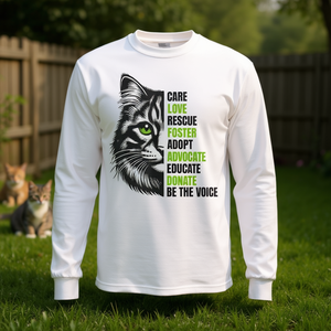T-shirt à manches longues pour les amoureux des chats, Care Love Rescue Foster Adopt Advocate Educate Donate Be The Voice - Product Image 3