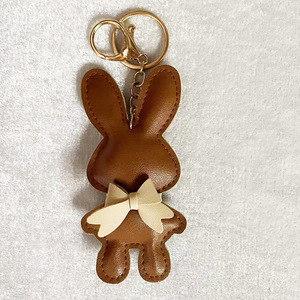 Simpatico cartone animato coniglietto pendente <span class=keywords><strong>portachiavi</strong></span> in pelle alla moda accessori per animali Bowknot per zaino <span class=keywords><strong>portachiavi</strong></span> in pelle alla moda popolare - Product Image 5