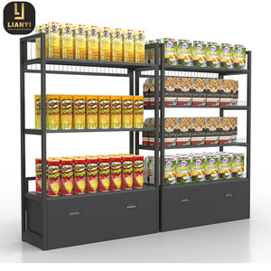 Estantes de exhibición de bocadillos de estantería de góndola de tienda de comestibles metálicos negros para supermercado general - Product Image 4
