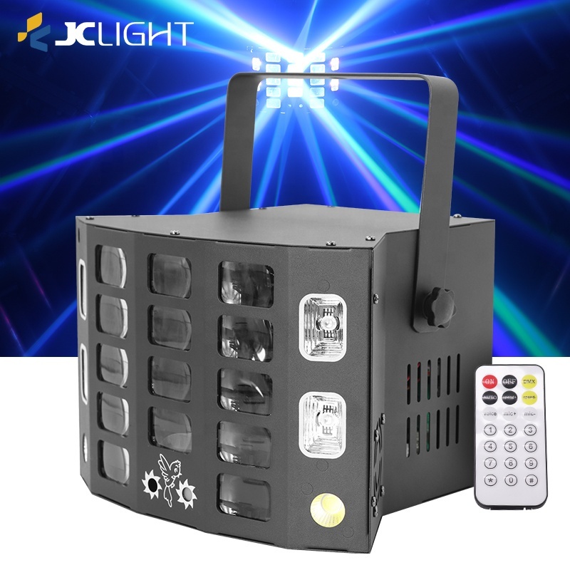 Sound Activated Led Butterfly Beam +Laser+ Wash+Strobe Uv 5in1 Derby Effect Lights Remote Control Party Disco Light