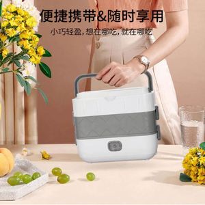 Wholesale Portable Heating Double-layer Eco-Friendly <b>Lunch</b> <b>Box</b> Plastic Lid 2 <b>Compartments</b> PP+SS Material Freshness Preservation - Product Image 5