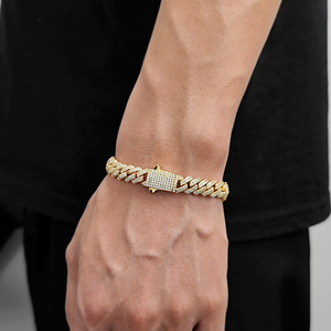 Bracelets cubains personnalisés en moissanite clarté VVS, style hip-hop, en argent sterling 925, sertis de pierres, pour la mode urbaine, fournisseurs B2B ODM - Product Image 1