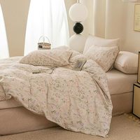 Parure de lit 4 pièces en Lyocell 100% pur, tissée, motif uni, garnissage en laine 300 fils, toutes saisons, personnalisable, motif végétal