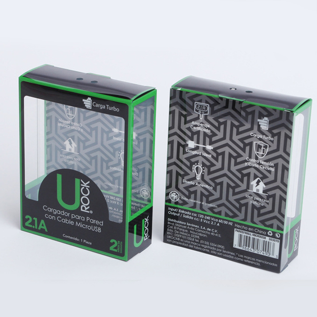 USB LINE Mobile Phone Case Packaging Printed Clear PVC Data Plastic Packaging Box With Design