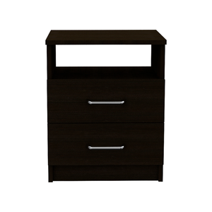 Nightstand 20 H Two <b>Drawers</b> One Shelf Superior Top Black <b>Storage</b> <b>Drawer</b> - Product Image 3