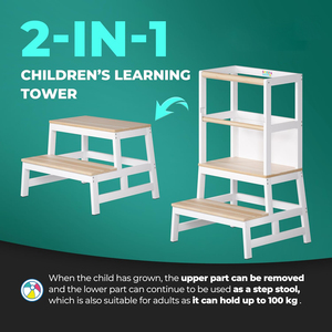 Torre de aprendizaje de cocina, taburete para niños pequeños para edades de 2 + 100 <span class=keywords><strong>KG</strong></span>/<span class=keywords><strong>220lbs</strong></span>, capacidad de peso, altura ajustable - Product Image 5