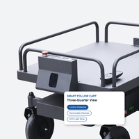 Chariot électrique Follow Me Cart avec évitement d'obstacles par laser, anti-collision à 360 degrés, reroutage automatique, 4 roues