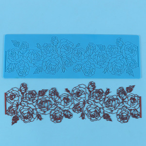 Tapis de cuisson en silicone fait main, écologique et personnalisé par le fabricant, pour la décoration de gâteaux avec motifs floraux et dentelle en pâte à sucre - Product Image 3
