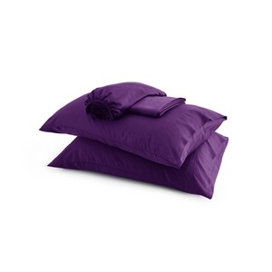 Vente en gros de literie pleine grandeur de style moderne, ensemble de 4 pièces en <span class=keywords><strong>lin</strong></span> de bambou <span class=keywords><strong>violet</strong></span> avec poche profonde et drap supérieur tissé - Product Image 3