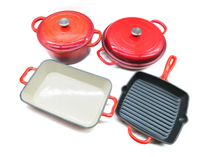 Olla de cocina de esmalte de hierro fundido personalizable, sartén para hornear, juego de utensilios de cocina, suministro de fábrica, Material metálico - Product Image 4