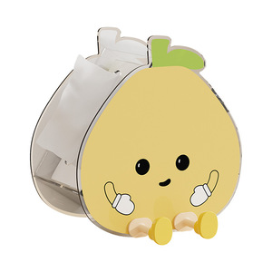 Cartoon Lemon Tissue <b>Box</b> Round Standing Type Multipurpose <b>Storage</b> <b>Bin</b> For Desk Bedroom Living Room Home Use - Product Image 2