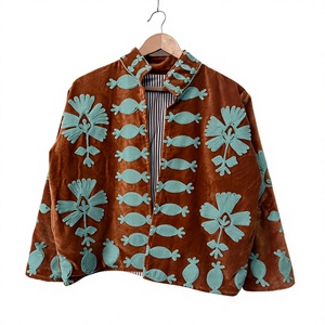 Designer Velvet Suzani Embroidered <b>Evening</b> <b>Jacket</b> <b>Women</b> Vintage Chic Party Coat Loose Fit Custom Sizing Low MOQ - Product Image 1