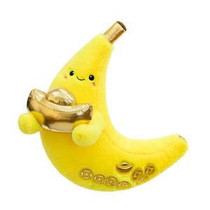 Vente en gros, produit phare : Adorable peluche banane compagnon de bureau, garnie de billes, porte-bonheur créatif, figurine décorative de bureau - Product Image 1