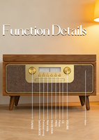 Tourne-disque vinyle haute fidélité avec haut-parleurs intégrés, préampli phono, cartouche magnétique pour construction en bois 5.1