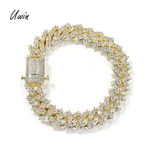 Uwin New Style 12mm breite Feder schnalle Kuba Armband Modeschmuck Hochwertiges Naturstein Armband für Frauen Hip Hop Mann