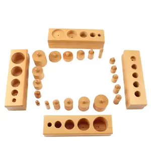 LT061-blocs cylindre en bois montessori pour tout petits, 5 étapes, jouet éducatif pour enfants